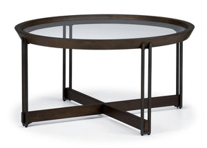 Elora Round Coffee Table - Walnut and Tarnished Silver Finish