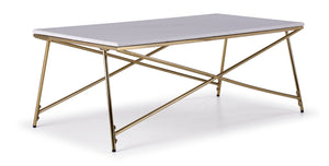 Farah 48" Coffee Table - White and Gold