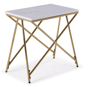 Farah 22" End Table - White and Gold