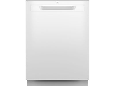 GE White Top Control Dishwasher with Sanitize Cycle - GDP630PGRWW