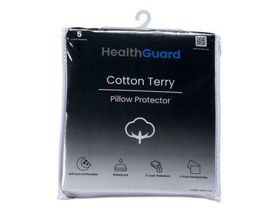 HealthGuard Premium Terry Waterproof Standard Pillow Protector - 2PK