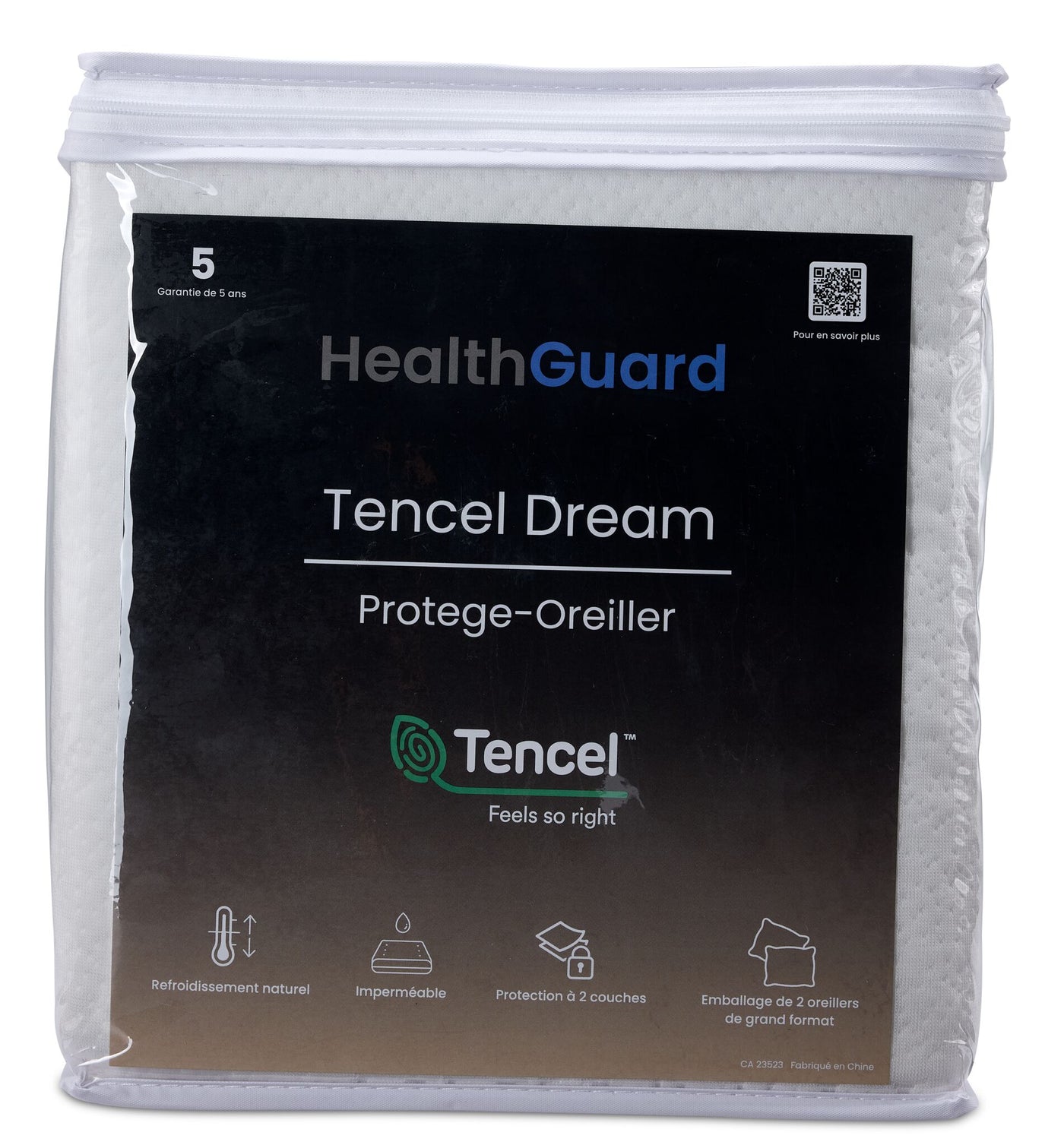 HealthGuard Tencel Dream Waterproof Queen Pillow Protector - 2PK