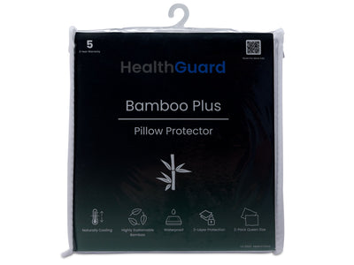 HealthGuard Bamboo Plus Waterproof Queen Pillow Protector - 2PK