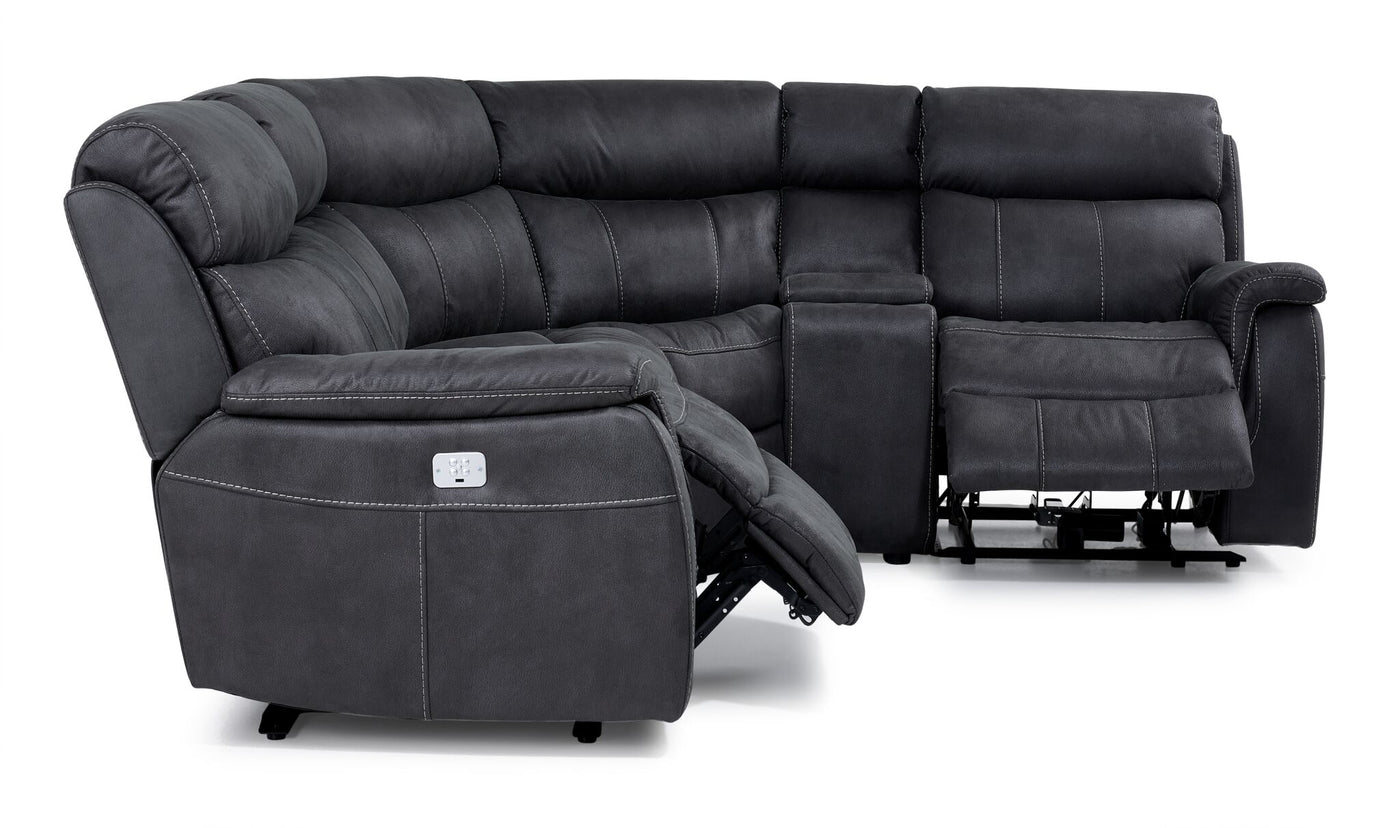 Haven 5-Piece Power Reclining Sectional with Console - Grey