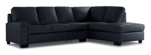 Icon Leather 2-Piece Sectional with Right Facing Chaise - Black