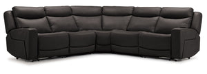 Jackson Leather 5-Piece Power Reclining Sectional with Heat and Massage - Charcoal