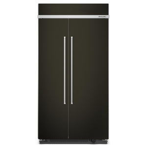 KitchenAid PrintShield Black Stainless Built-In Side-by-Side Refrigerator (25.5 Cu. Ft.) - KBSN702MBS