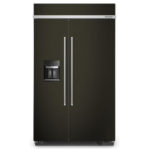 KitchenAid PrintShield Black Stainless Built-In Side-by-Side Refrigerator with Ice and Water Dispenser (29.4 Cu.ft.) - KBSD708MBS