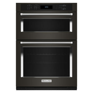 KitchenAid PrintShield™ Finish Black Stainless Steel 27" Combination Wall Oven (5.7 Cu.Ft.) - KOEC527PBS