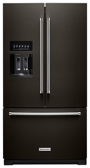 KitchenAid Black Stainless 35. 94" French Door Refrigerator (27.00 Cu Ft) - KRFF577KBS