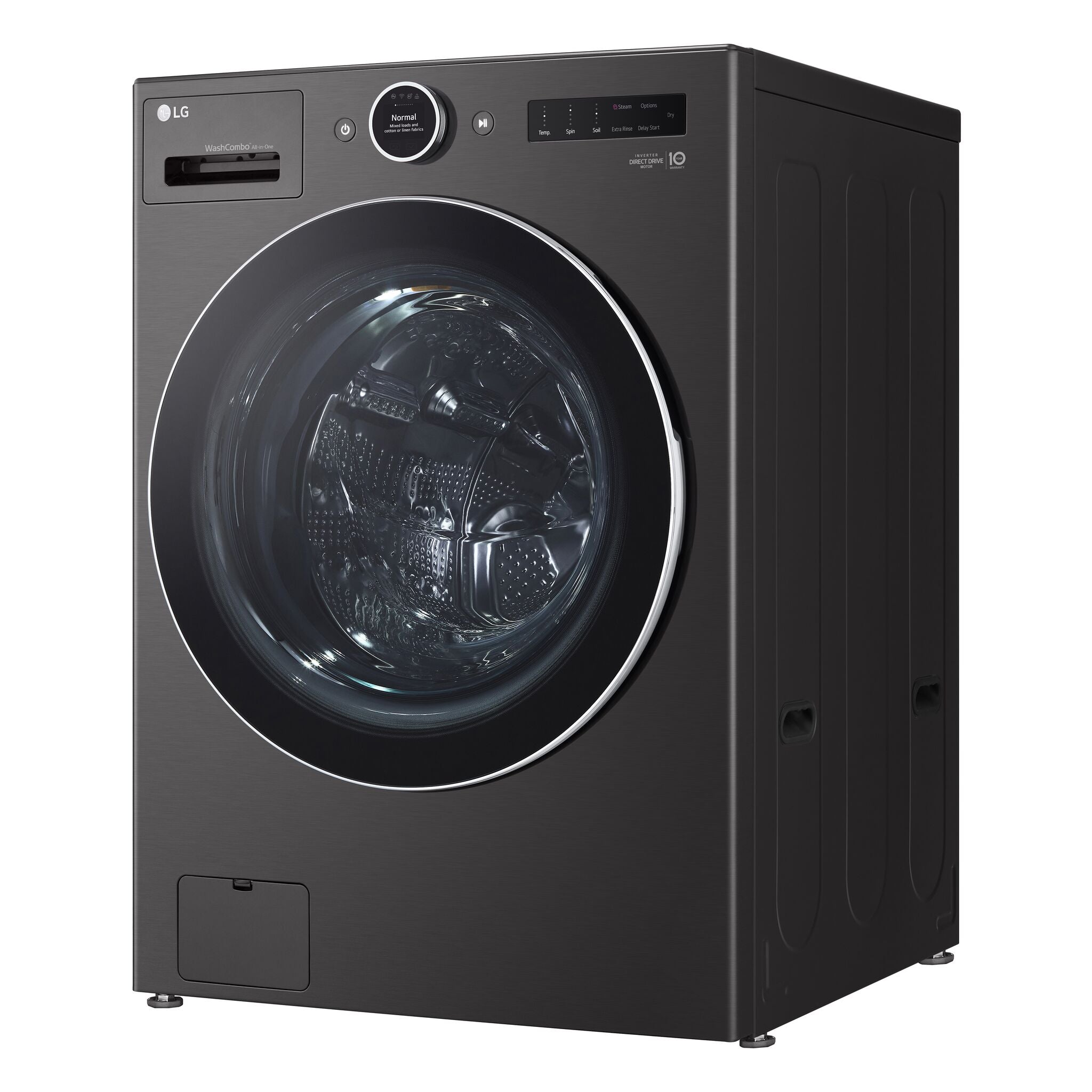 LG Black Steel All-in-One Ventless Washer/Dryer Combo with 