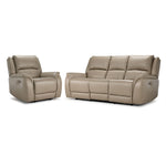 Maxton Leather Power Reclining Sofa and Chair Set - Taupe