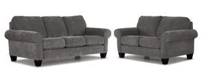 Noche Sofa and Loveseat Set - Grey