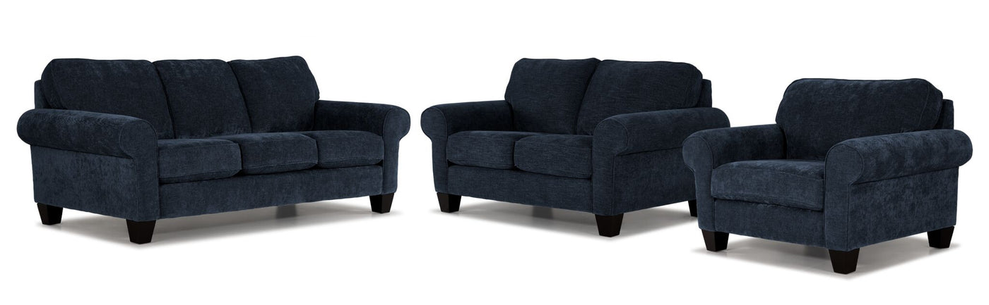 Noche Sofa, Loveseat and Chair Set - Navy