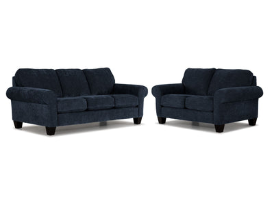 Noche Sofa and Loveseat Set - Navy