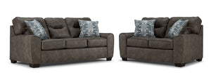 Renzo Sofa and Loveseat Set - Pebble