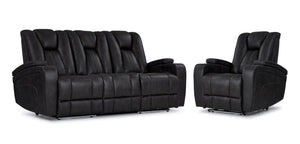 San Antonio Dual Power Reclining Sofa and Chair Set - Grey