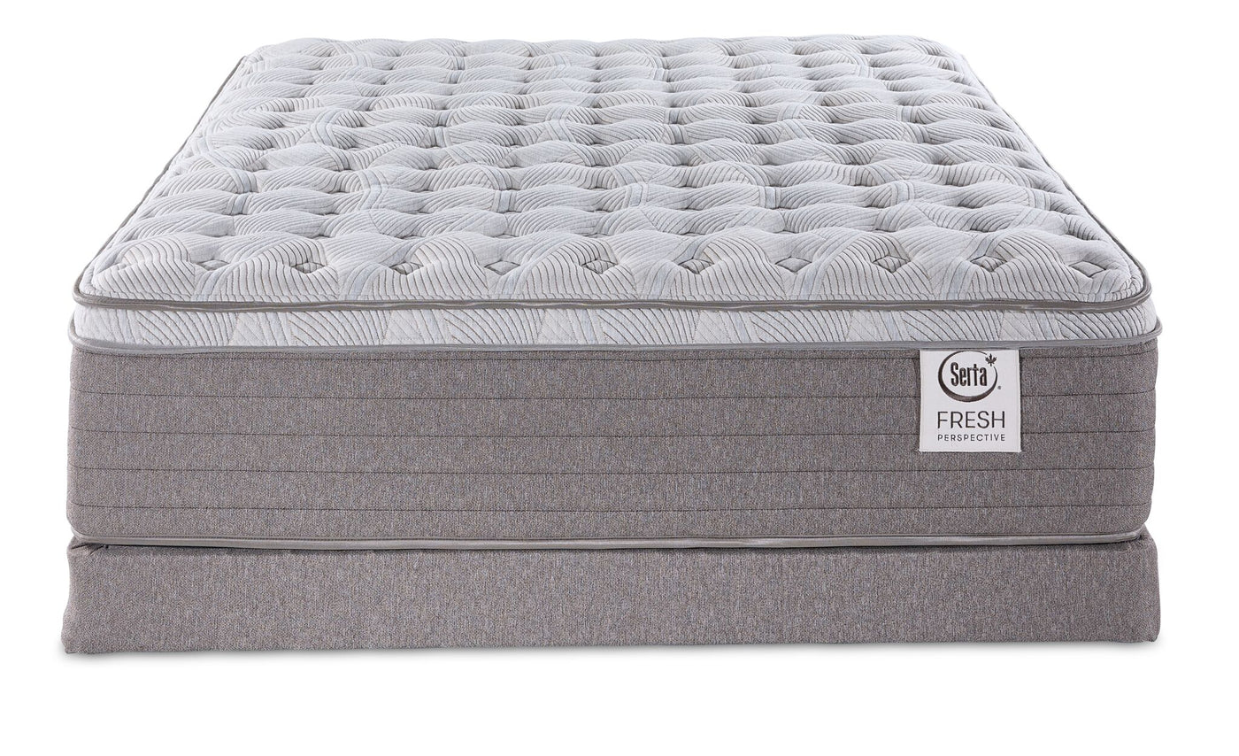 Serta Fresh Perspective Medium Queen Mattress and Low Profile Boxspring Set