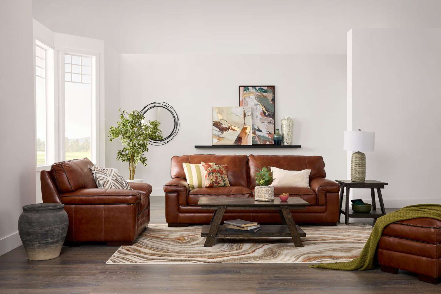 Leather loveseat deals and chair set