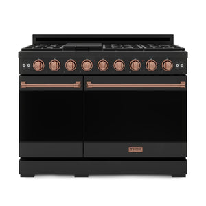 Thor Kitchen Black Stainless Steel Freestanding Professional Double Oven Liquid Propane Gas Range|Gordon Ramsay Series (7 cu.ft.) - RSG48EBLP-RSG