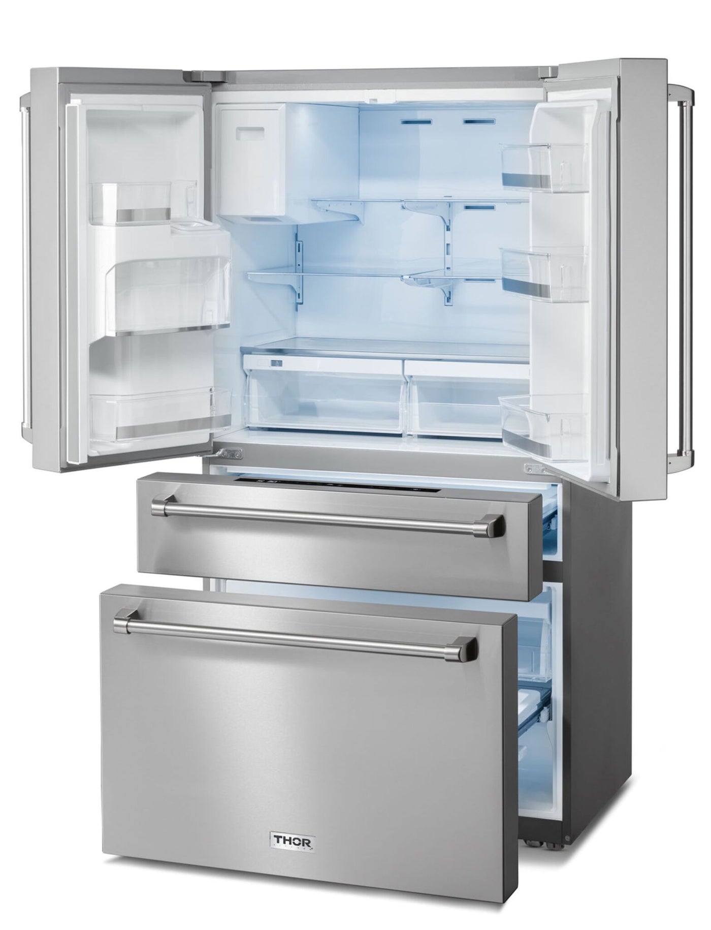 Thor Stainless Steel French Door Refrigerator with Ice and Water Dispenser (21.6 cu.ft) - TRF3601FD