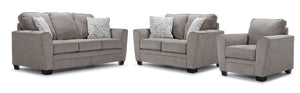 Tilley Sofa, Loveseat and Chair Set - Taupe