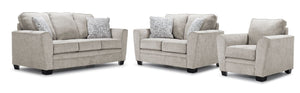 Tilley Sofa, Loveseat and Chair Set - Cream