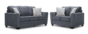 Tilley Sofa and Loveseat Set - Charcoal