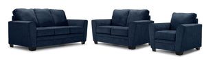 Tilley Sofa, Loveseat and Chair Set - Indigo