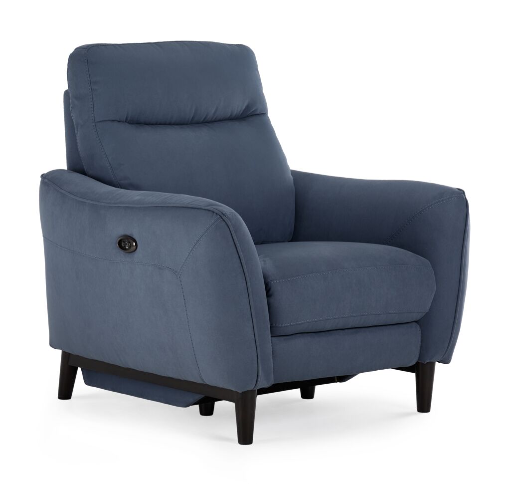 Blue power store recliner