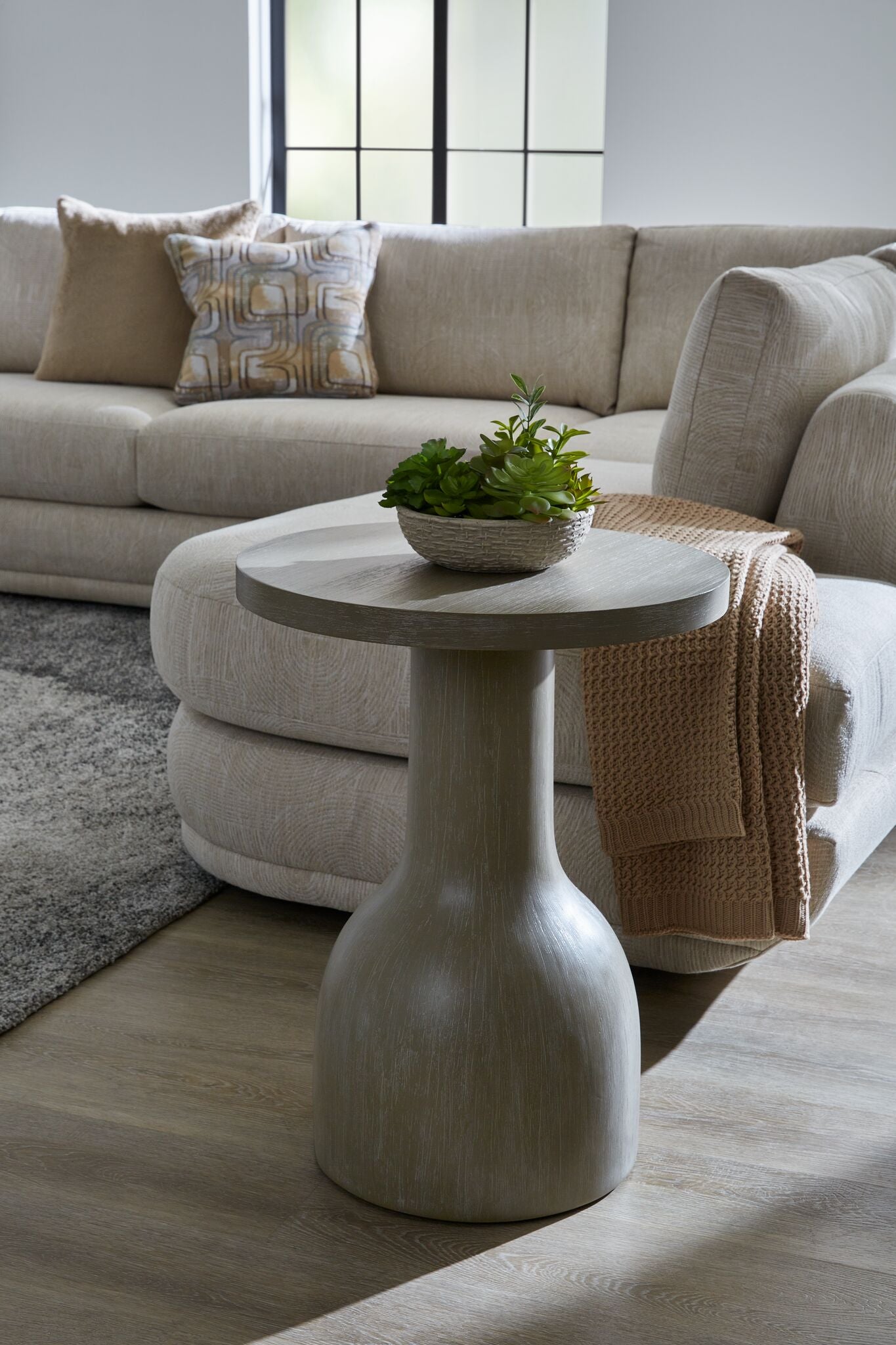 Turin Round End Table - Grey