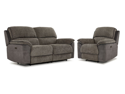 Vandelay Reclining Sofa and Chair Set - Grey and Brown
