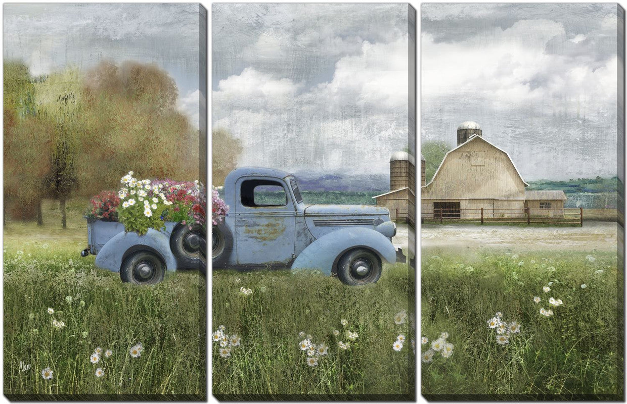 Farmstead Wall Art - Green/Blue - 45 X 30 - Set of 3