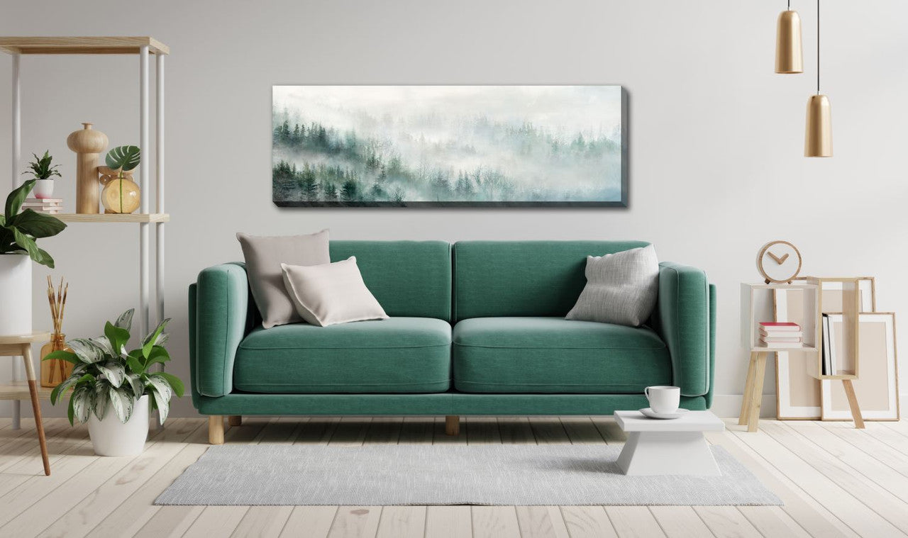 Foggy Forest Wall Art - Green/White - 59 X 20