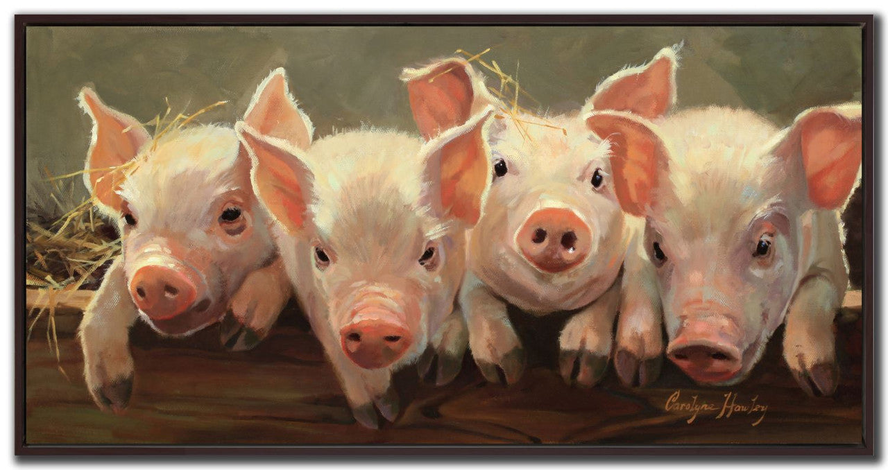 Oinks Overflowing Wall Art - Pink/Brown - 37 X 19