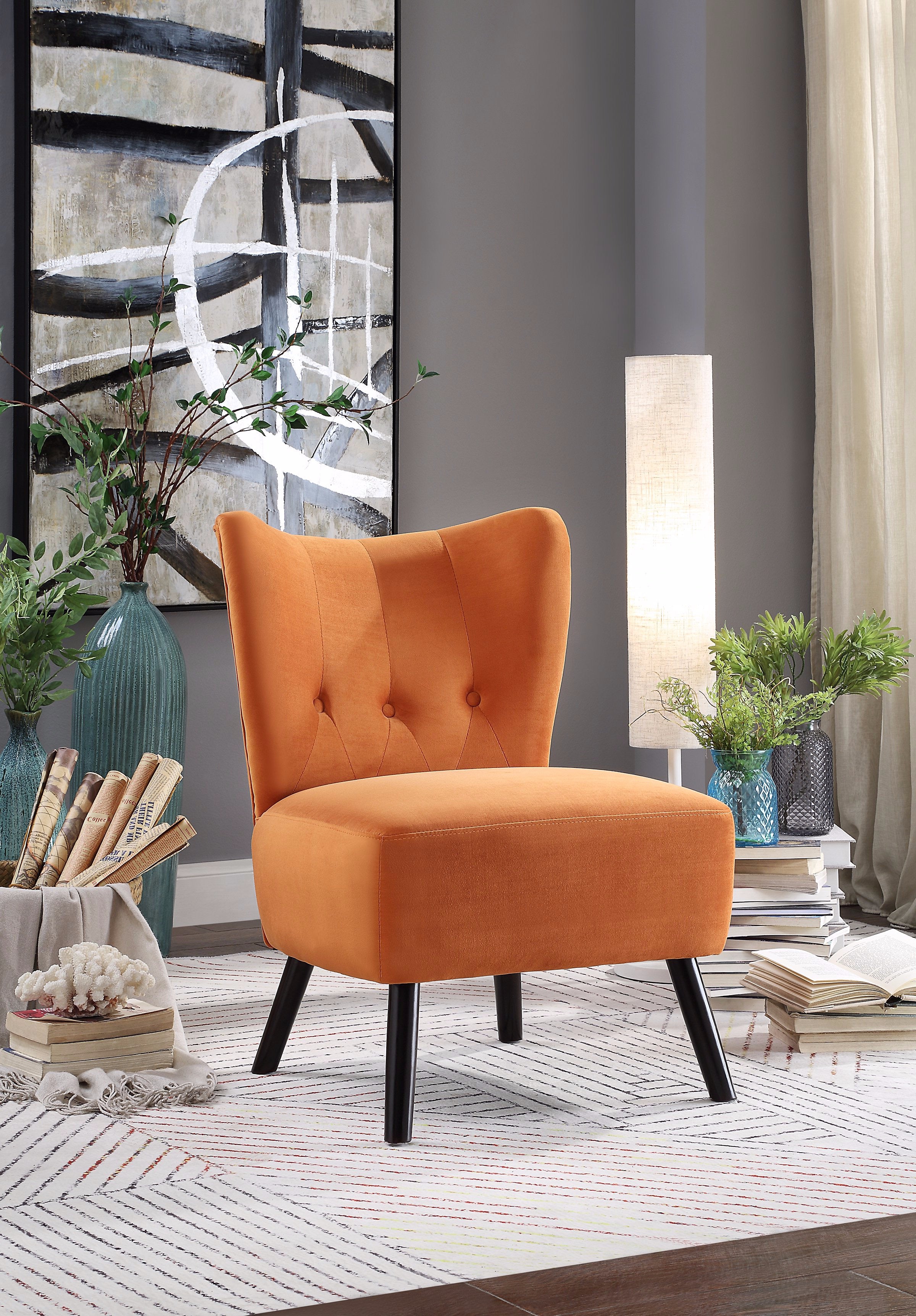 Velvet chair online orange