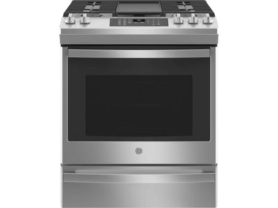 GE Stainless Steel 30" Slide-In Gas Convection Range with Air Fry (5.6 Cu. Ft.) - JCGS760SPSS