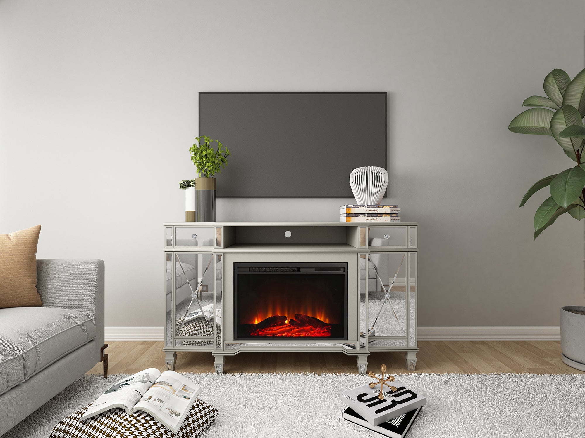 Leons fireplace deals tv stand