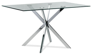 Darron Dining Table - Glass, Chrome