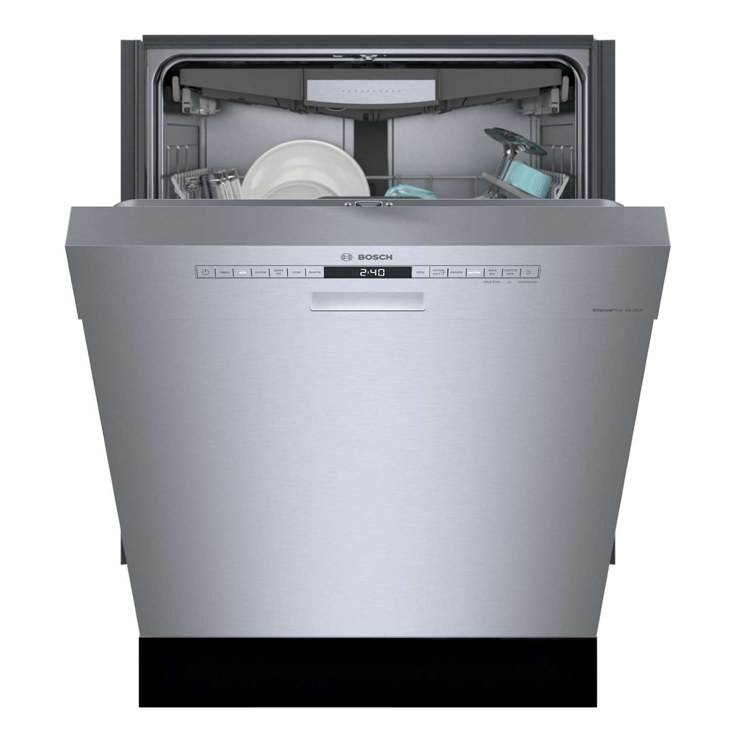 Bosch Fingerprint Resistant Stainless Steel 24 Inch Smart Built In Dishwasher with Home Connect Third Rack 46 dBA SHE53B75UC