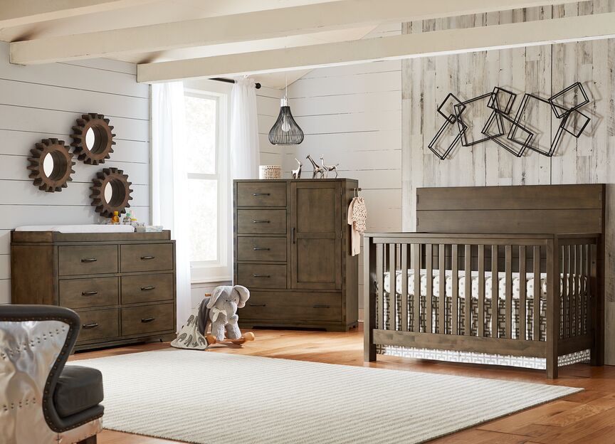 Natural wood clearance crib and dresser