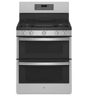 GE Profile Stainless Steel 30 '' Freestanding Double Oven Gas Range with Air Fry (6.8 Cu.Ft) - PCGB965YPFS