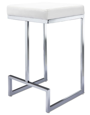 Skyline Counter Height Stool - White, Chrome