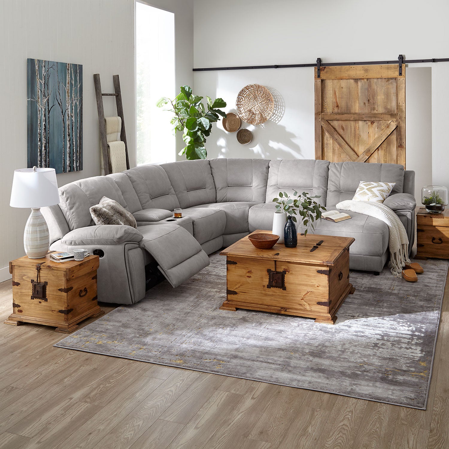 6 piece reclining online sectional with chaise